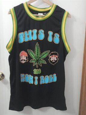 Cheech & Chong Basketball-Style Jersey 420 This is How I Roll Black Size L